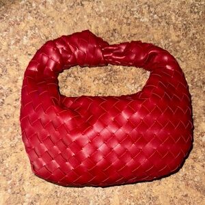 Elegant Red Woven Handbag
